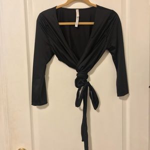 💥FREE PEOPLE sexy silky wrap around blouse
